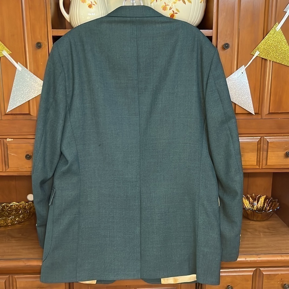 Stafford Sports Coat Vintage Teal Blue Green Wool Blend Blazer Jacket - Picture 9 of 9